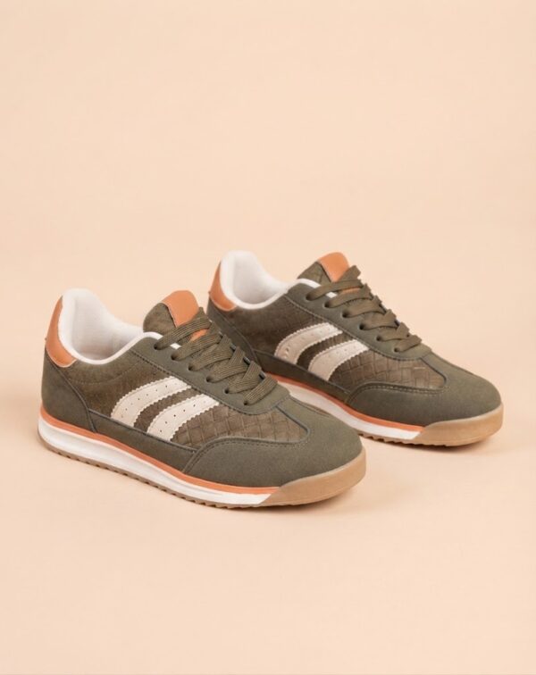Zapatilla Retro Verde Caqui y Naranja