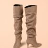 Bota Alta XXL Slouchy de Antelina con Tacón Fino