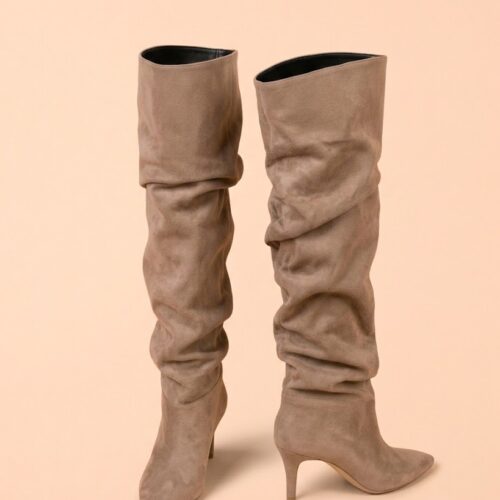 Bota Alta XXL Slouchy de Antelina con Tacón Fino