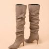 Bota Alta XXL Slouchy de Antelina con Tacón Fino