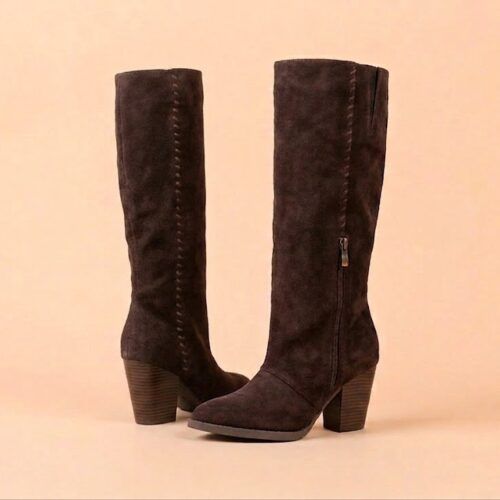 Botas Altas de Tacón Ancho con Costura Lateral Estilizada