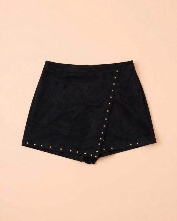 Falda Pantalón de Ante Cruzada con Tachuelas