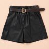 11 (2) Short de Ecopiel Talla Única con Cinturón Trenzado