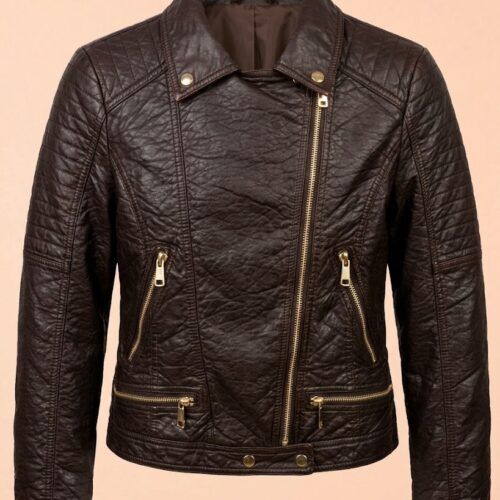 Chaqueta Motera en Ecopiel Efecto Cuero