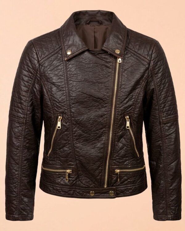 Chaqueta Motera en Ecopiel Efecto Cuero