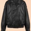 Ecopiel negra Chaqueta Ecopiel 'Oversize' con Cuello Alto y Bajo Elástico