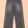 Jeans Grises con Flecos Laterales